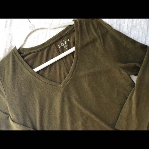 Olive, 3/4 sleeve top. Loft size small - Picture 1 of 4
